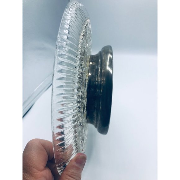 Vintage 1970’s Federal Glass Windor pattern clear button & cane footed plate. - Picture 5 of 9